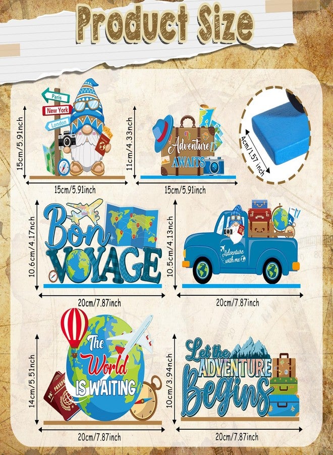 Blosssound 6 Pcs Travel Theme Party Decorations Table Centerpieces Travel Around The World Table Sign Bon Voyage Party Decor for Let The Adventure Begin Going Away Favor Supplies - Image 2